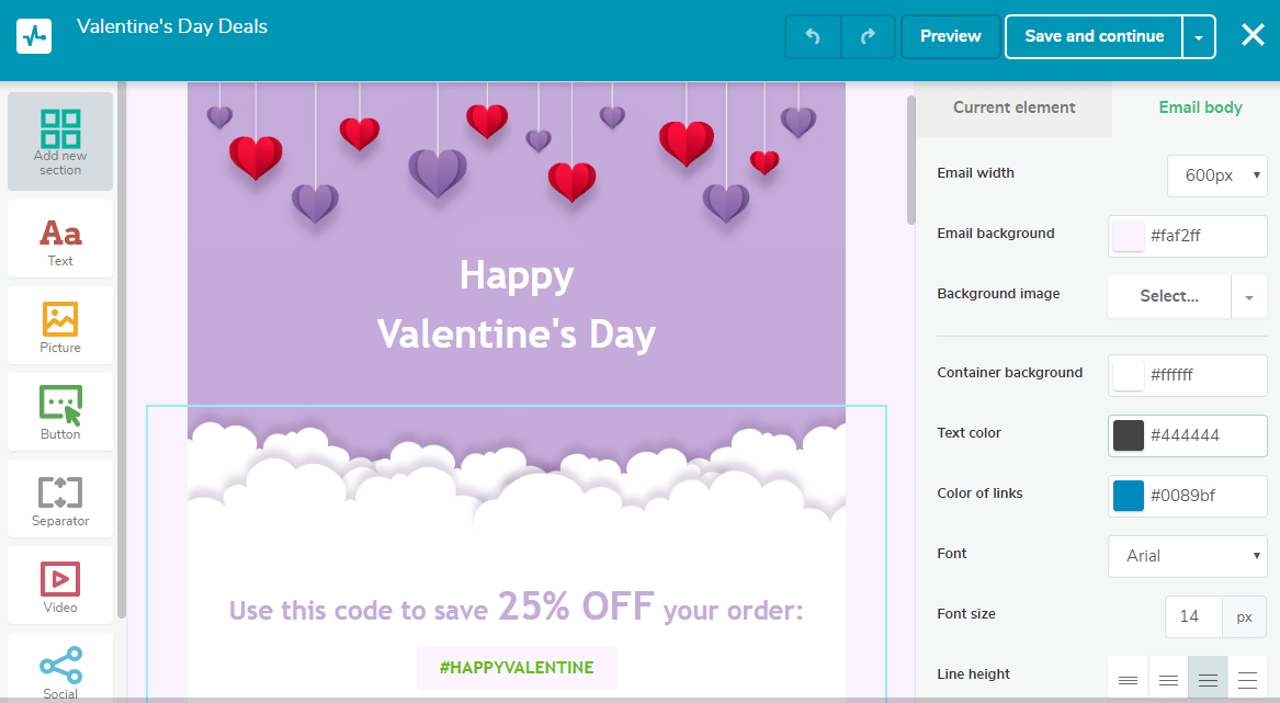 Select a template Select an email template