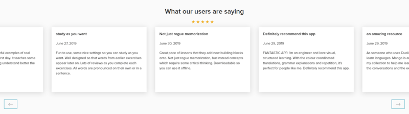 reviews on product landing page