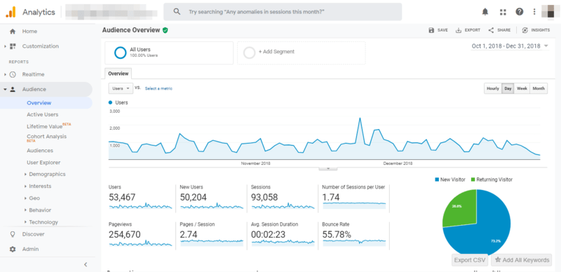 google analytics audience report