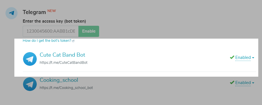 telegram bot enabled