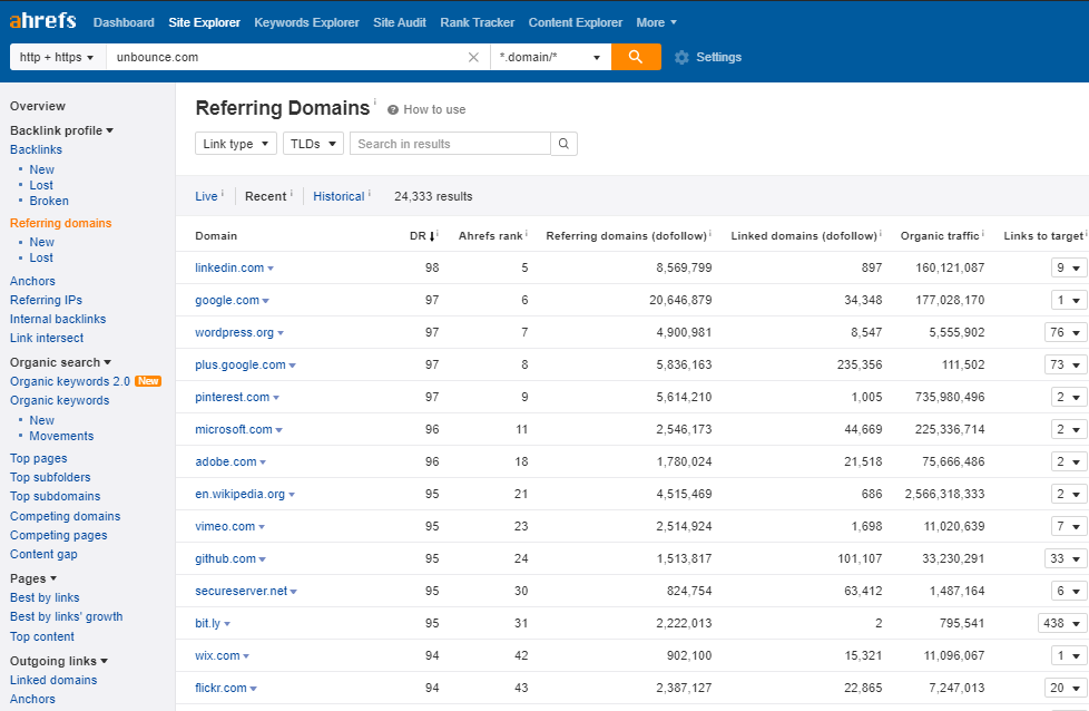 referring domains in ahrefs