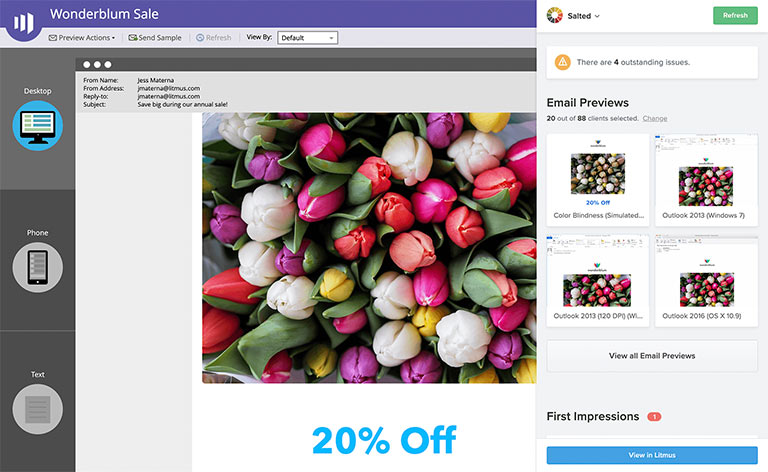 Интерфейс Litmus