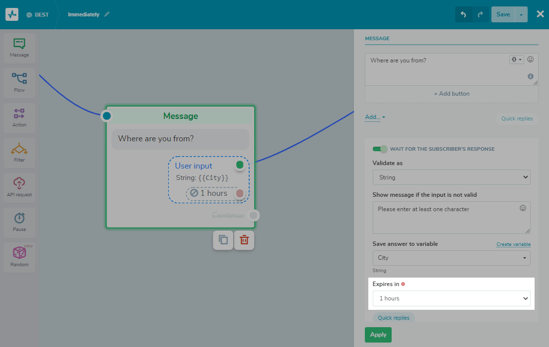 Input indicator details
