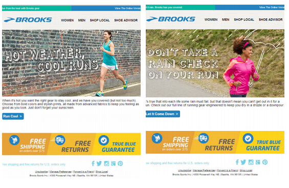 Brooks' dynamic email personalization
