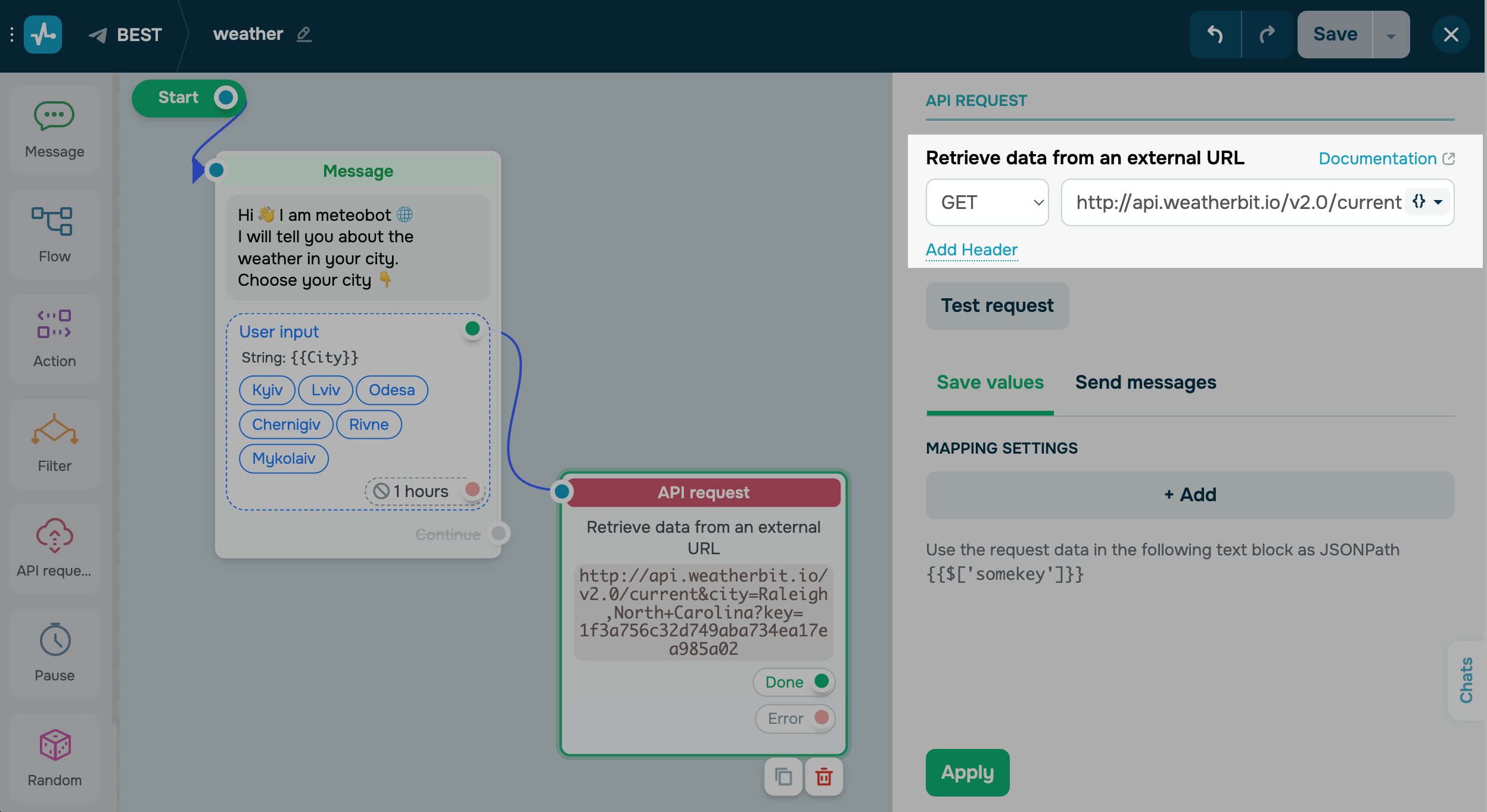 Selecting a flow