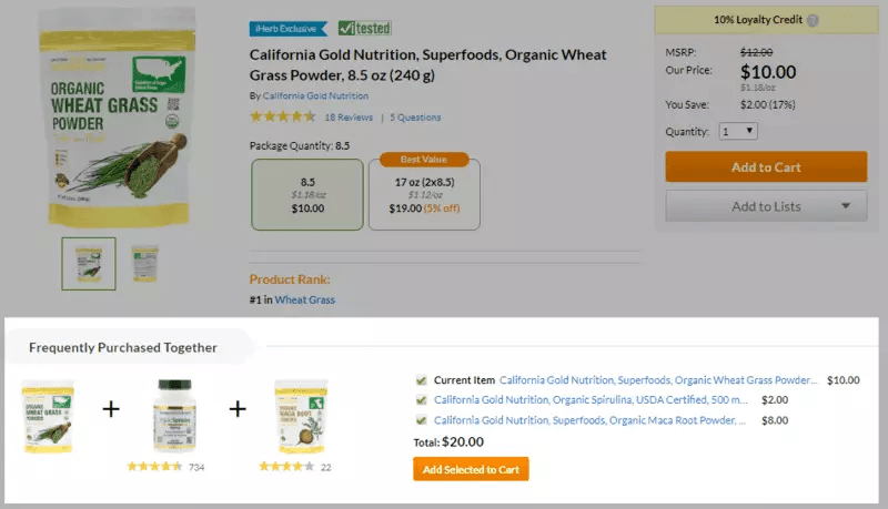 Cross-selling on the product page Cross-selling on the product page