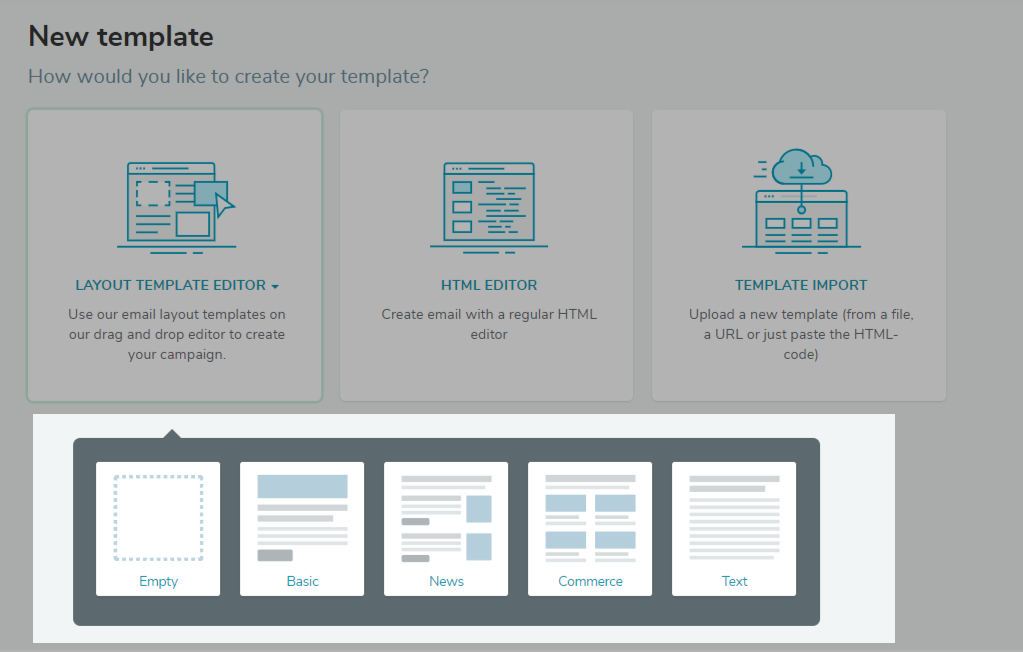 Сhoose the email template structure Сhoose the email template structure