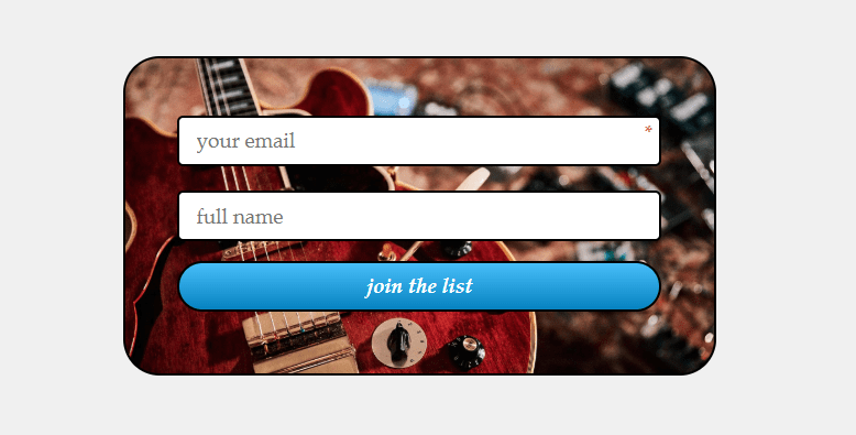 Subscription form for musical store Subscription form for musical store