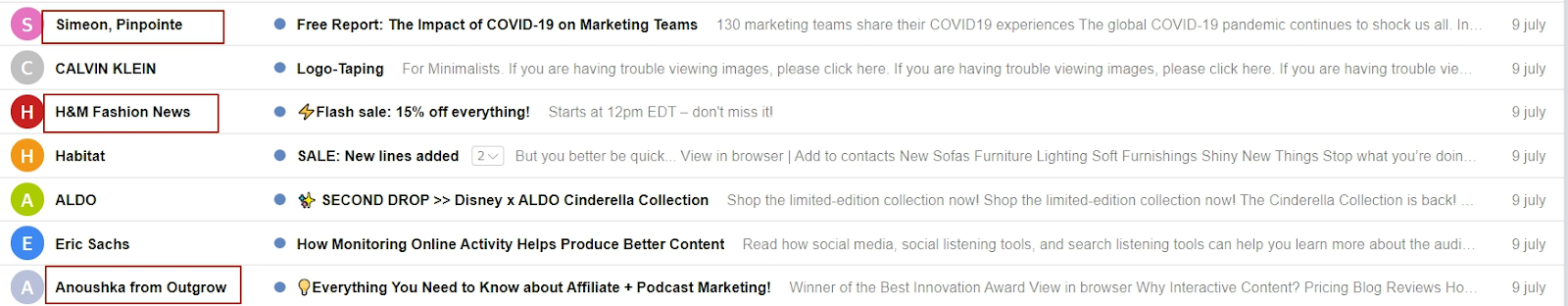 Email sender name Email sender name