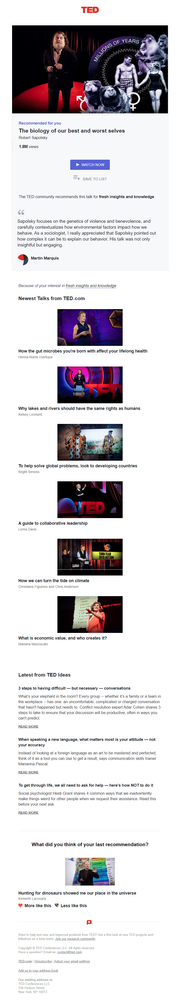 Personalized recommendations from TED Personalized recommendations from TED