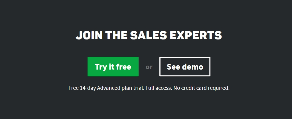 A call to action on the landing page A call to action on the landing page