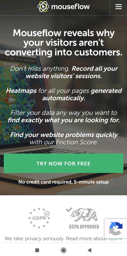 Mobile landing page Mobile landing page