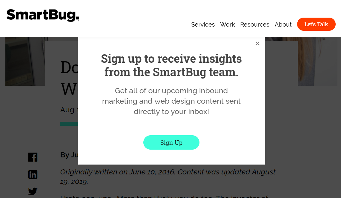 SmartBug pop-up SmartBug pop-up