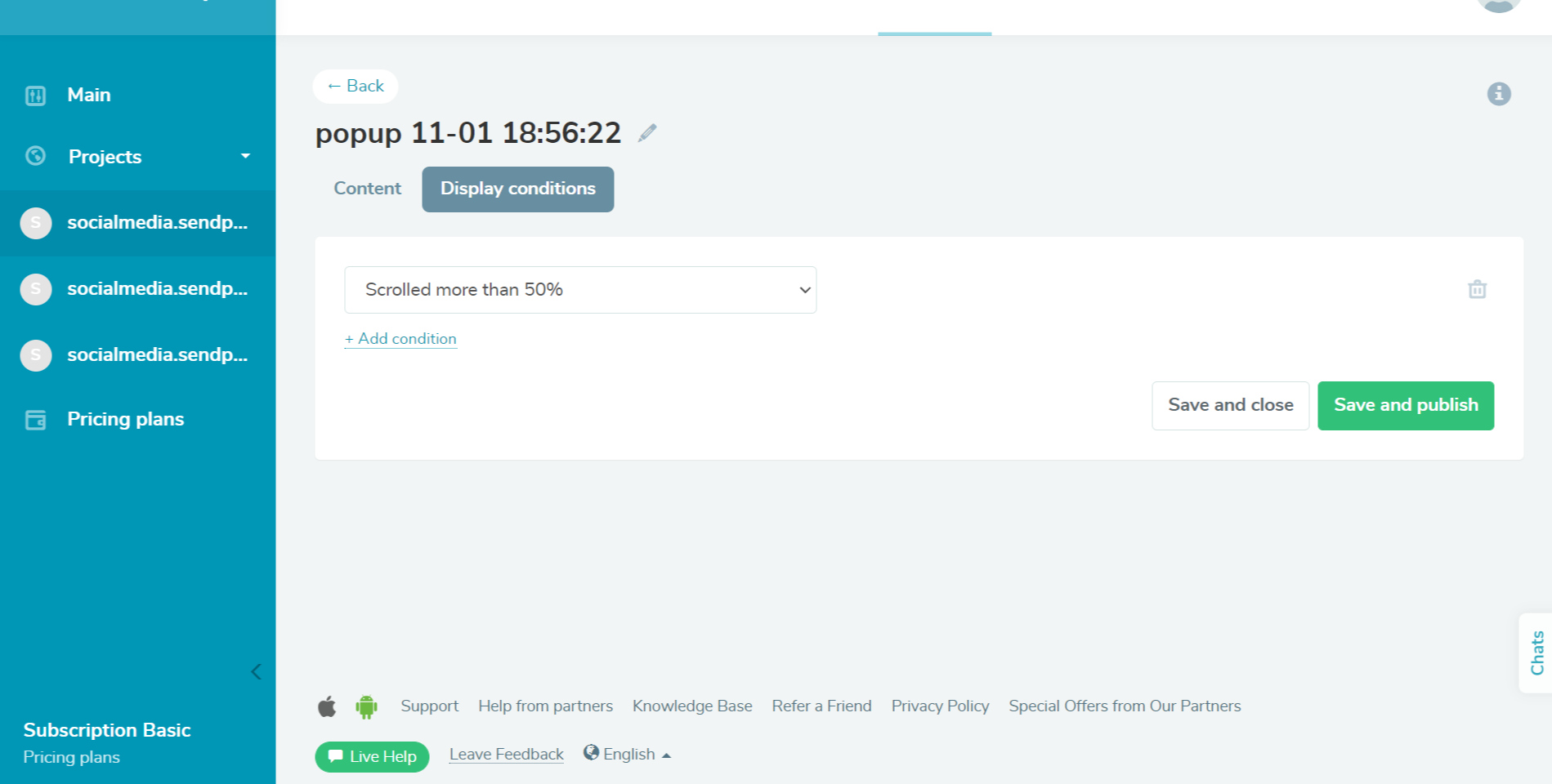 SendPulse popup builder SendPulse popup builder