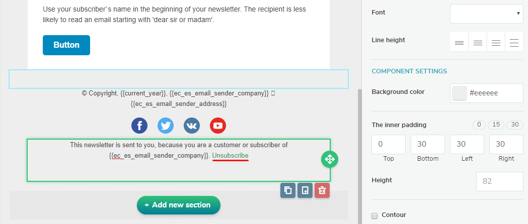 Unsubscribe link in SendPulse email template Unsubscribe link in SendPulse email template
