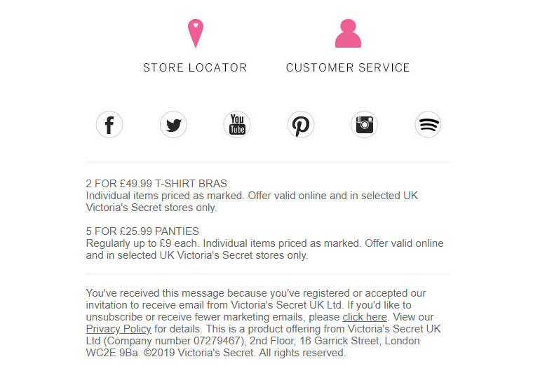 Victoria Secret's hidden unsubscribe link Victoria Secret's hidden unsubscribe link