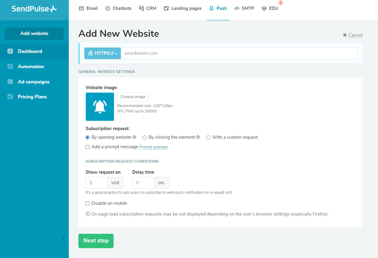 Adding your site Adding your site