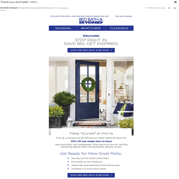 Welcome email Welcome email