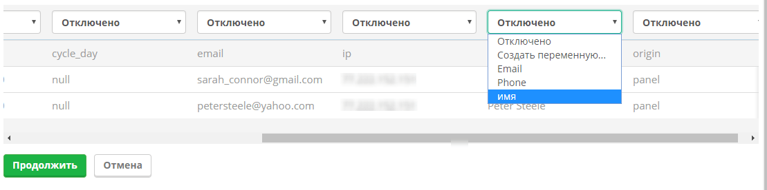 параметры передачи данных