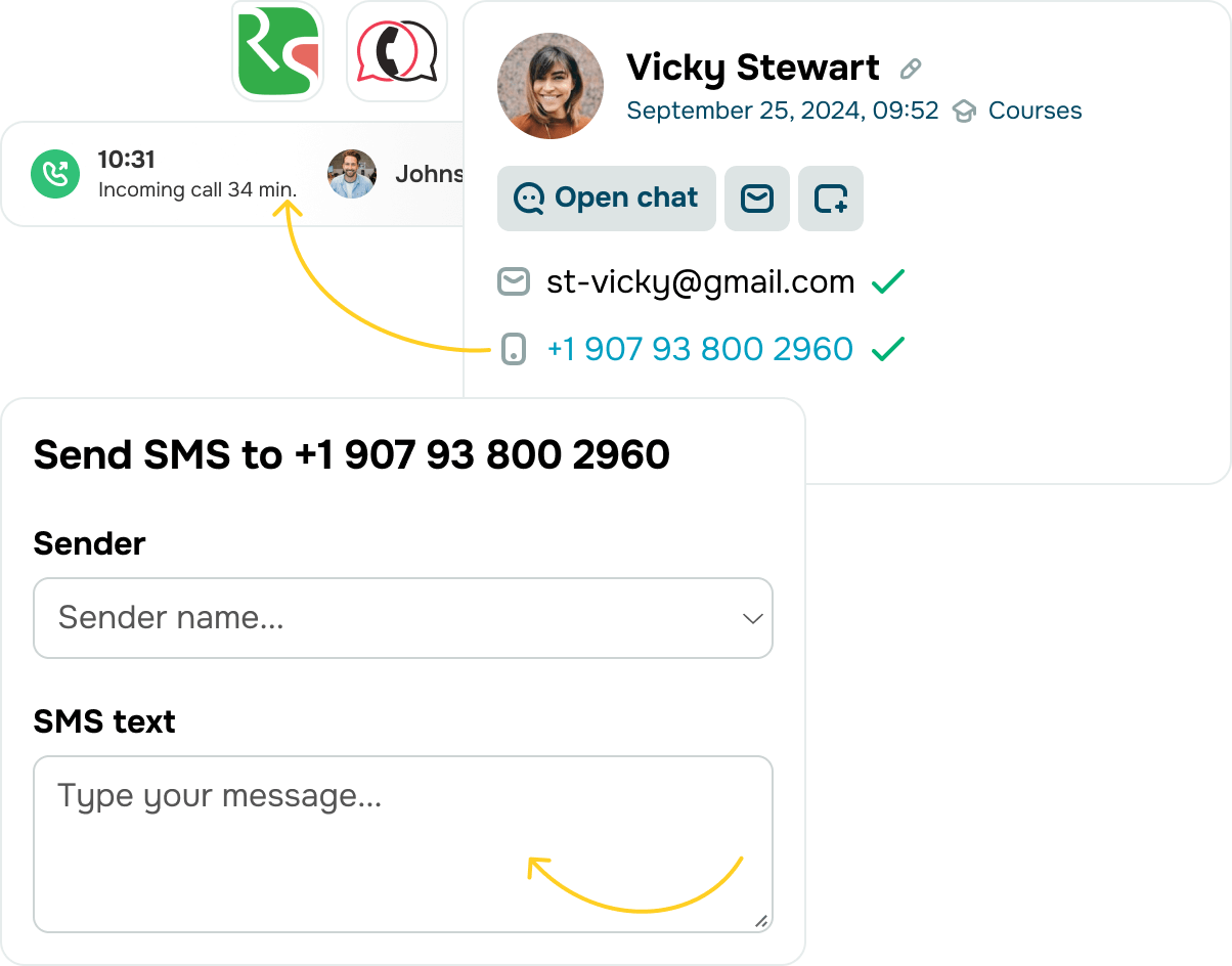 Optimieren Sie Interaktionen mit Anrufen und SMS