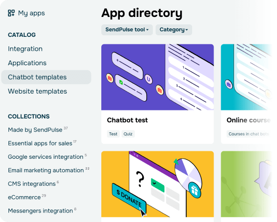 Create templates for email campaigns, landing pages, and chatbot flows