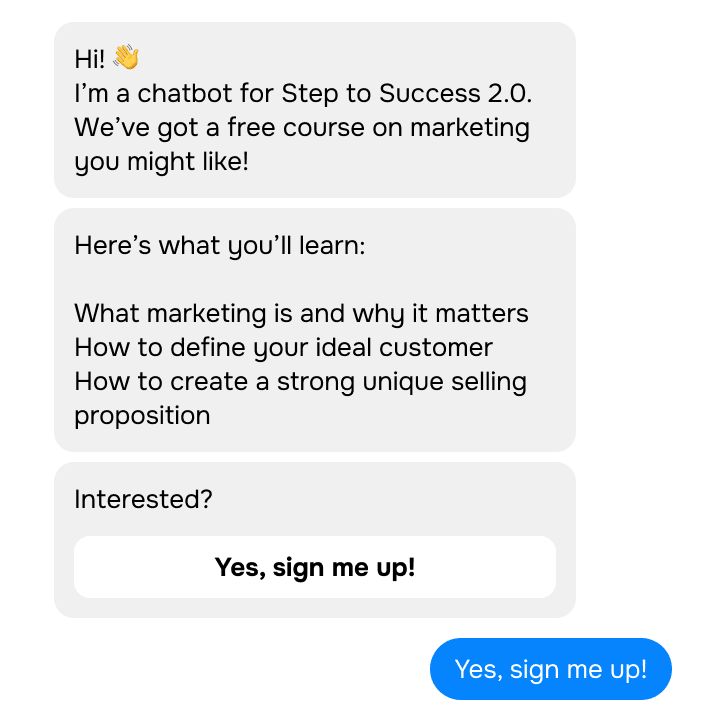 Facebook Messenger Chatbot für Marketing