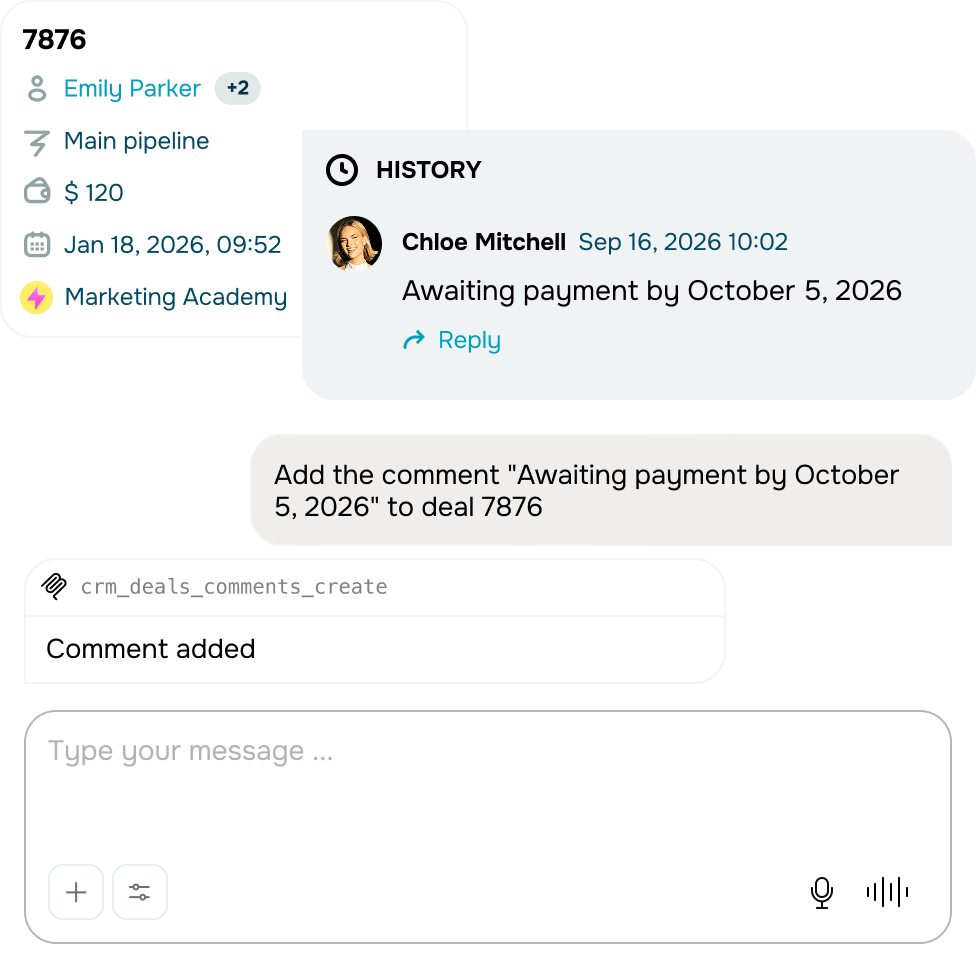 CRM-Kontakte, Deals, Pipelines, Aufgaben und Produkte verwalten
