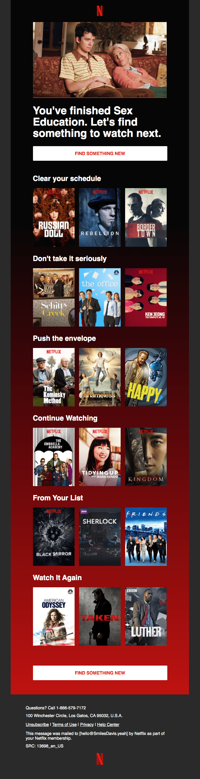 Netflix dynamic email content