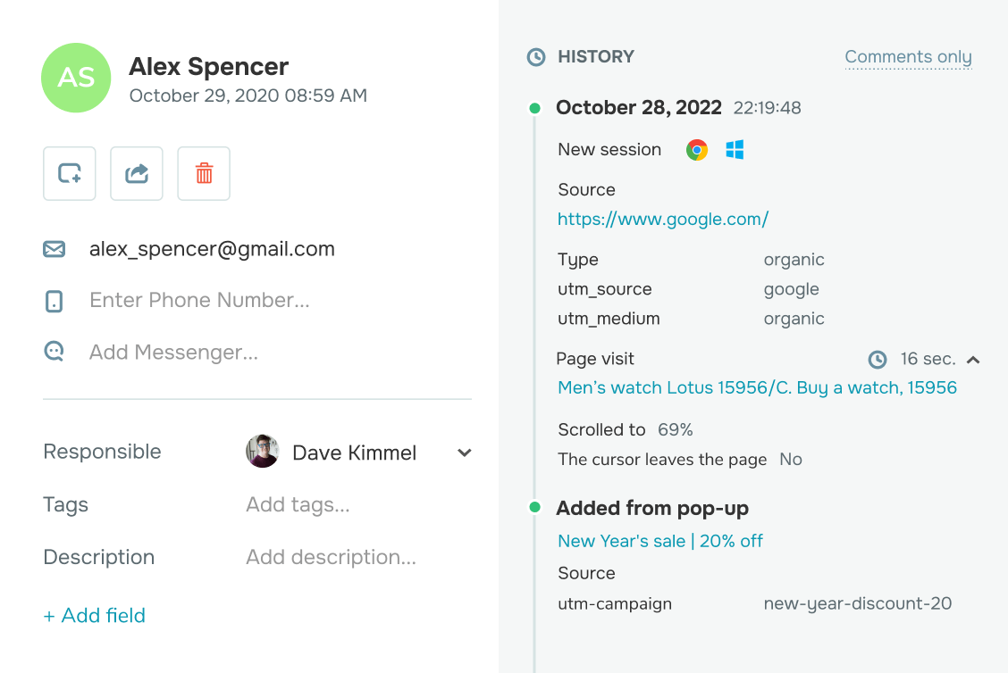Sammeln Sie Ihre Leads in SendPulse's CRM und analysieren Sie Ihre Ergebnisse Bild 2