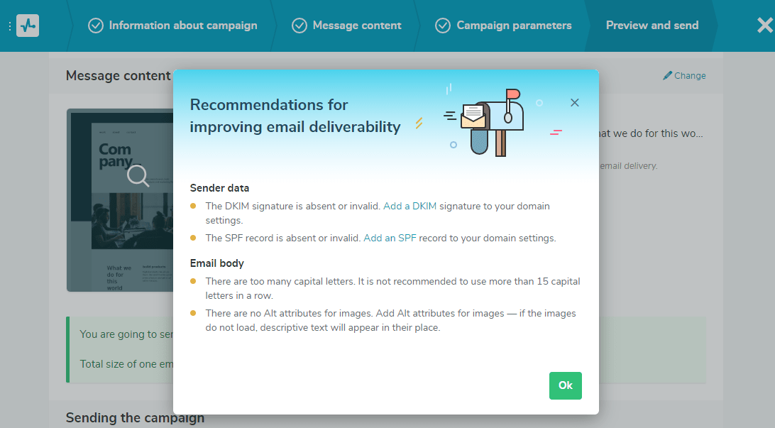 SendPulse email spam checker