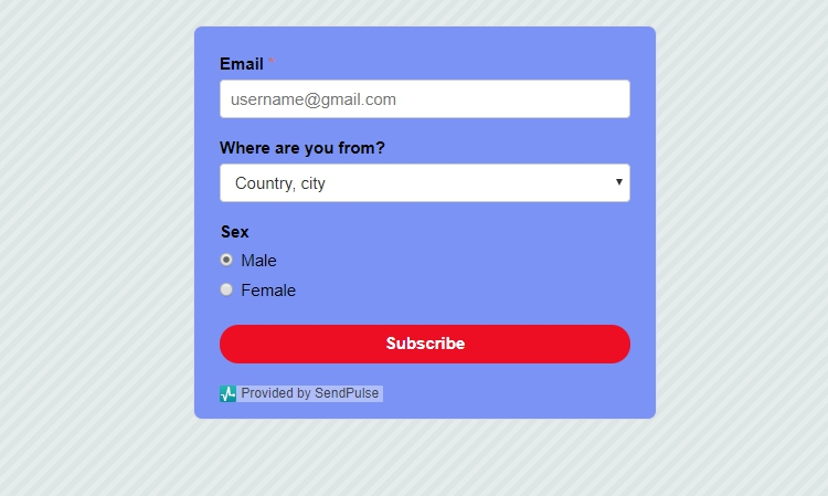 Subscription form