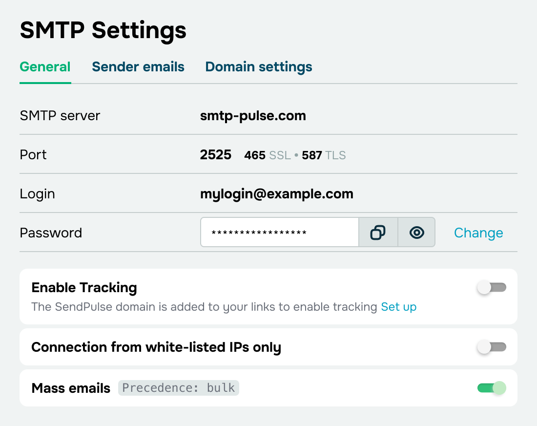 smtp settings