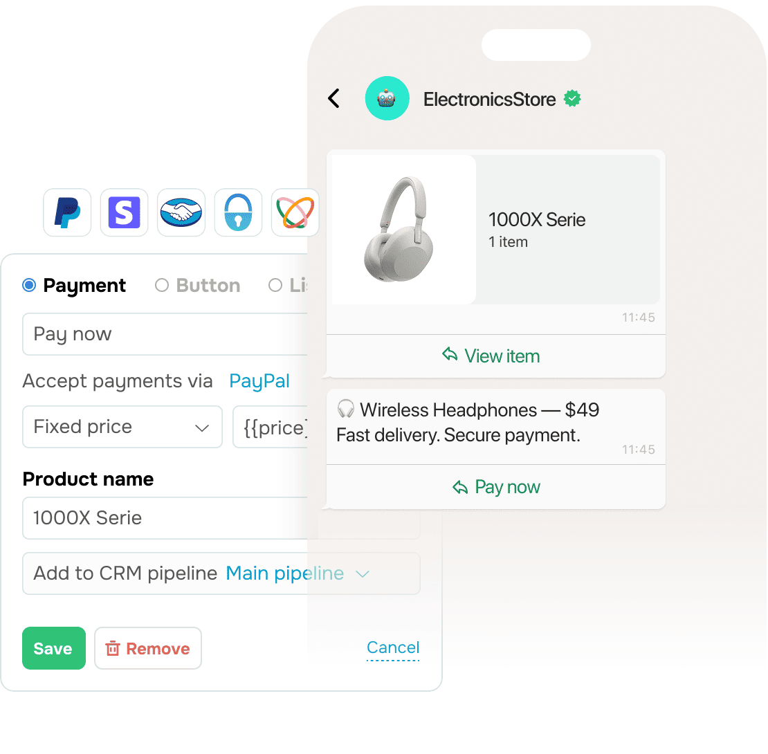 Process payments right in chats