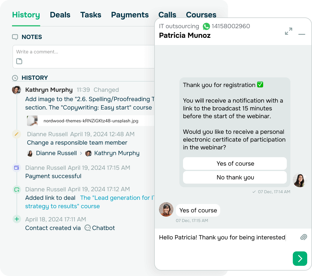 Turn chats into deals in your CRM system