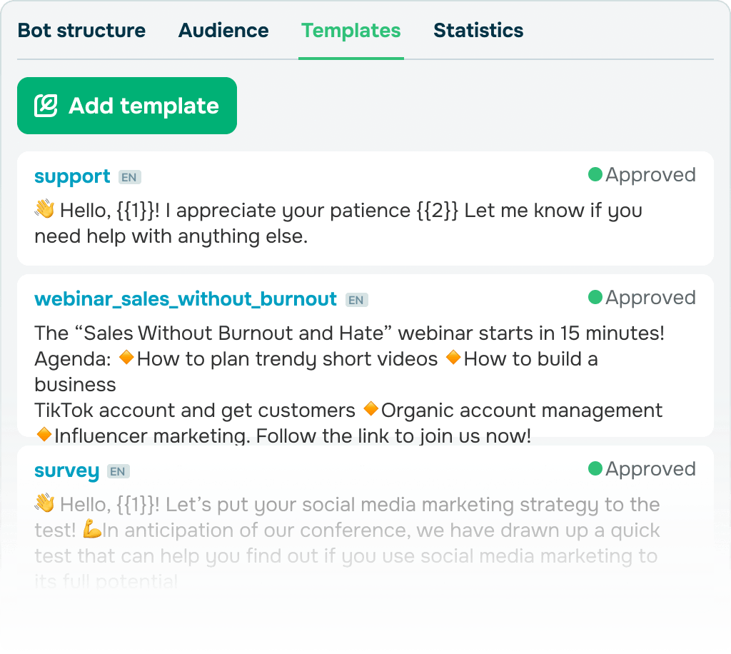 Starten Sie Unterhaltungen mithilfe von WhatsApp-Templates