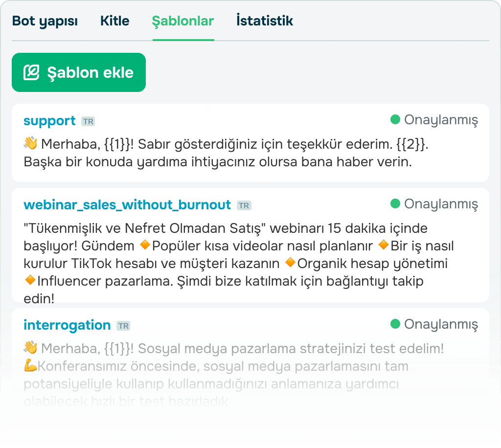 WhatsApp şablonlarıyla konuşmaları başlatın